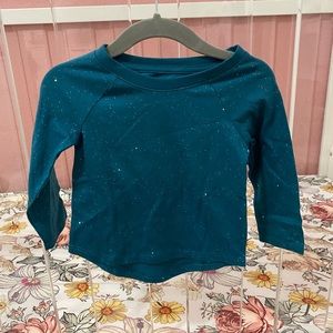 NEW Cat & Jack Teal Sparkle Long Sleeve Tshirt Size 12m